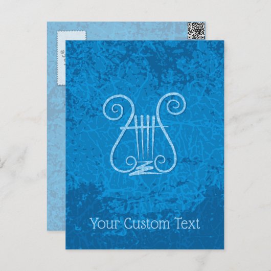 Blauwe Lyre Achtergrond Briefkaart (Voorkant / Achterkant)