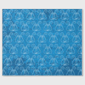 Blauwe Lyre Achtergrond Cadeaupapier (Vlak)
