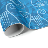 Blauwe Lyre Achtergrond Cadeaupapier (Rol Hoek)