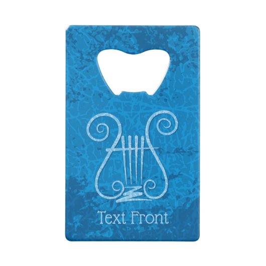 Blauwe Lyre Achtergrond Creditkaart Flessenopener (Voorkant)