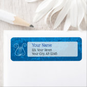 Blauwe Lyre Achtergrond Etiket (Insitu)