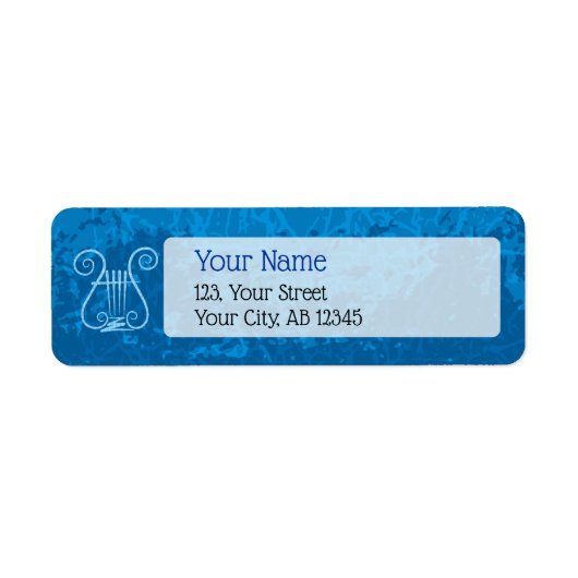 Blauwe Lyre Achtergrond Etiket (Voorkant)