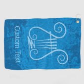 Blauwe Lyre Achtergrond Golfhanddoek (Horizontaal)