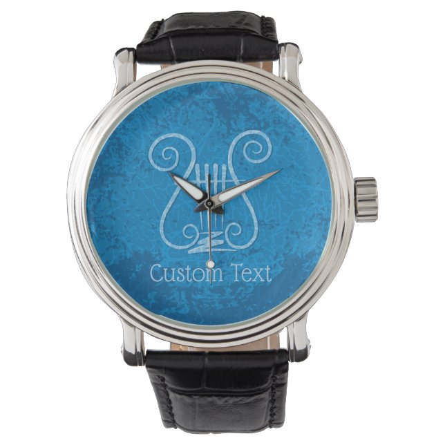 Blauwe Lyre Achtergrond Horloge (Voorkant)