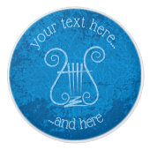 Blauwe Lyre Achtergrond Keramische Knop (Voorkant)