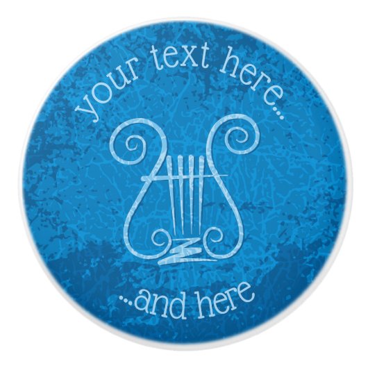 Blauwe Lyre Achtergrond Keramische Knop (Voorkant)