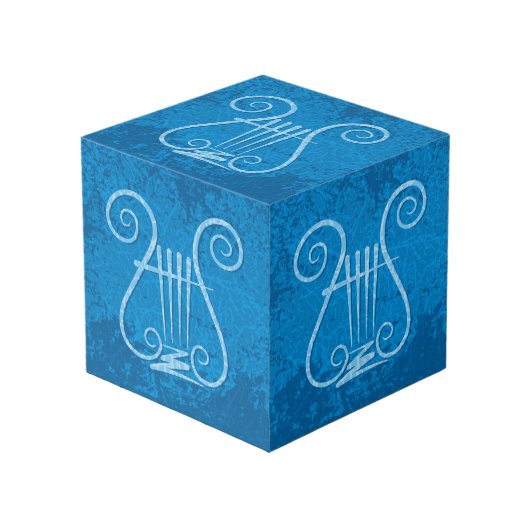 Blauwe Lyre Achtergrond Kubus (Voorkant hoekig)