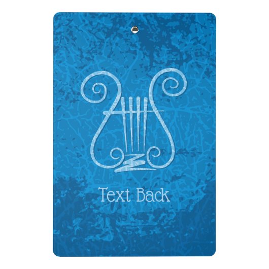 Blauwe Lyre Achtergrond Mini Klembord (Achterkant)