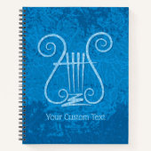Blauwe Lyre Achtergrond Notitieboek (Voorkant)