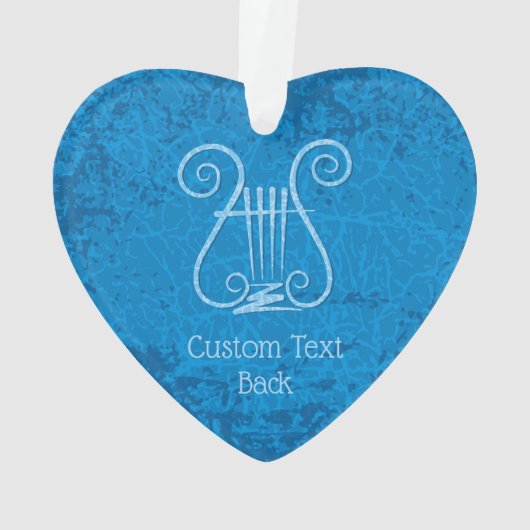 Blauwe Lyre Achtergrond Ornament (achterkant)