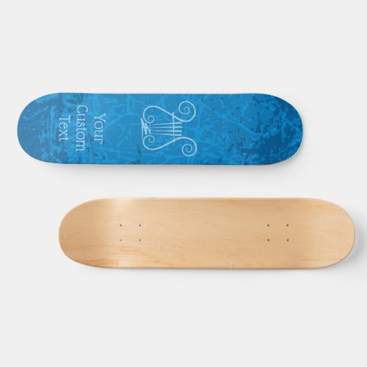 Blauwe Lyre Achtergrond Persoonlijk Skateboard (Horizontaal)