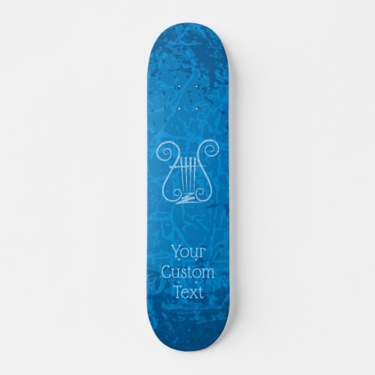 Blauwe Lyre Achtergrond Persoonlijk Skateboard (Voorkant)