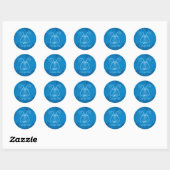 Blauwe Lyre Achtergrond Ronde Sticker (Vel)