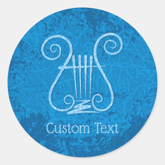 Blauwe Lyre Achtergrond Ronde Sticker (Voorkant)