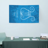 Blauwe Lyre Achtergrond Spandoek (Beurs)
