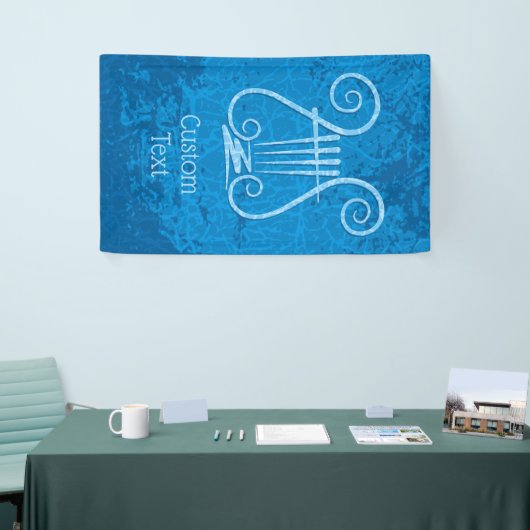 Blauwe Lyre Achtergrond Spandoek (Beurs)