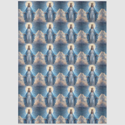 Blauwe Maagd Maria Hemelse  Tissuepapier (Voorkant)