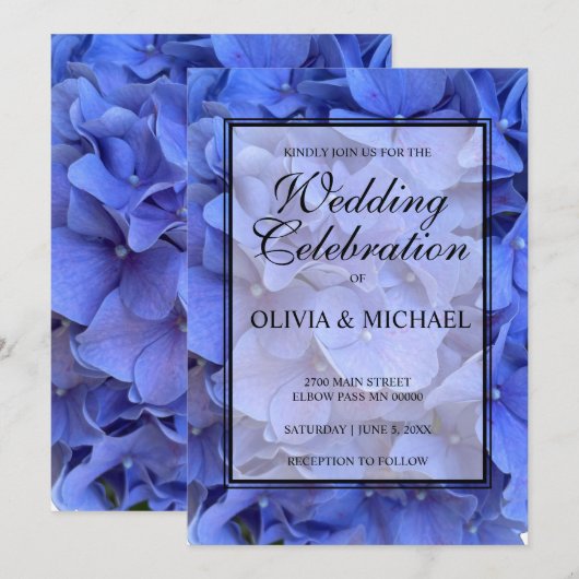 Blauwe maagdenpalm elegante bloemen hortensia's br kaart (Voorkant / Achterkant)