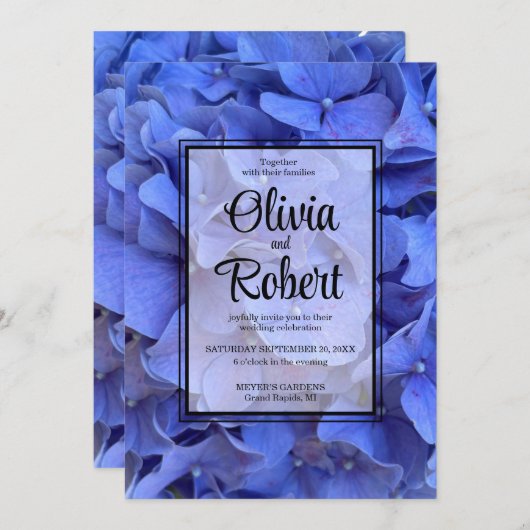 Blauwe maagdenpalm elegante bloemen hortensia's br kaart (Voorkant / Achterkant)