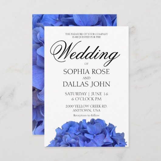 Blauwe maagdenpalm elegante bloemen hortensia's br kaart (Voorkant / Achterkant)