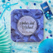 Blauwe maagdenpalm elegante bloemen hortensia's papieren bordje (Feest)