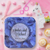 Blauwe maagdenpalm elegante bloemen hortensia's papieren bordje (Feest)