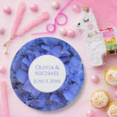 Blauwe maagdenpalm elegante bloemen hortensia's papieren bordje (Feest)