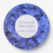 Blauwe maagdenpalm elegante bloemen hortensia's papieren bordje (Voorkant)