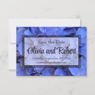 Blauwe maagdenpalm elegante bloemen hortensia's save the date