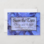 Blauwe maagdenpalm elegante bloemen hortensia's save the date (Voorkant)