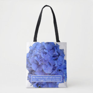 Blauwe maagdenpalm elegante bloemen hortensia's tote bag