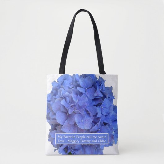 Blauwe maagdenpalm elegante bloemen hortensia's tote bag (Voorkant)