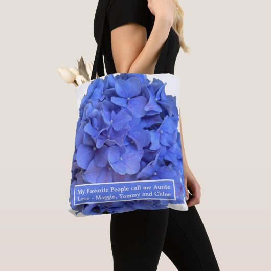 Blauwe maagdenpalm elegante bloemen hortensia's tote bag (Dichtbij)