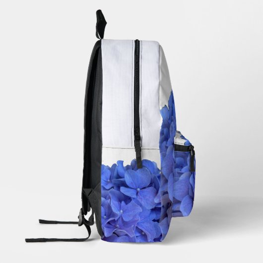 Blauwe maagdenpalm elegante bloemhortensia's monog bedrukte rugzak (Links)