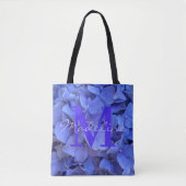 Blauwe maagdenpalm elegante bloemhortensia's monog tote bag (Voorkant)