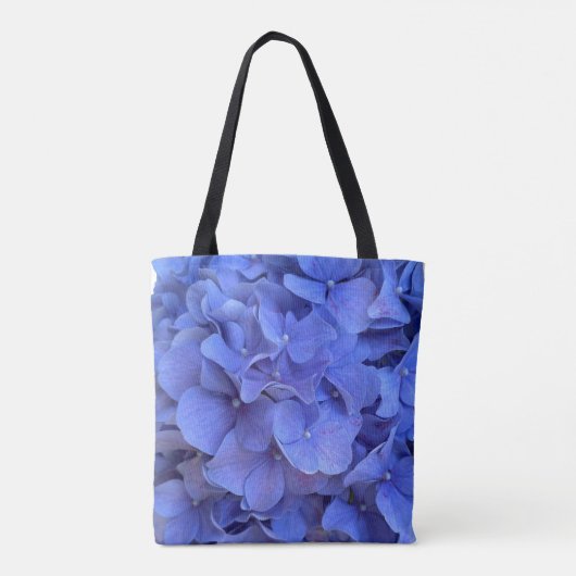 Blauwe maagdenpalm elegante bloemhortensia's monog tote bag (Achterkant)