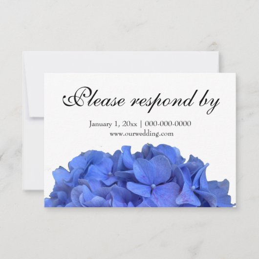 Blauwe maagdenpalm elegante florale hortensia's RS Save The Date (Voorkant)