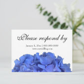 Blauwe maagdenpalm elegante florale hortensia's RS Save The Date (Staand voorkant)