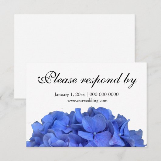 Blauwe maagdenpalm elegante florale hortensia's RS Save The Date (Voorkant / Achterkant)