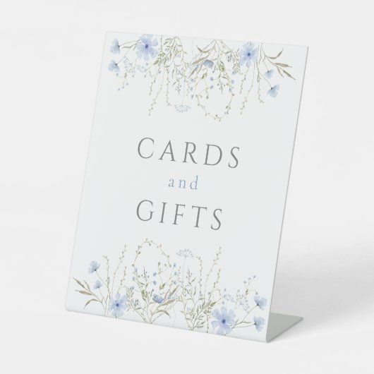 Blauwe maagdenpalm Wildflower bruiloft cadeau Reclamebord Met Voetstuk (Voorkant)