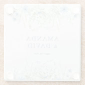 Blauwe maagdenpalm Wildflower bruiloft Glazen Onderzetter (Achterkant)