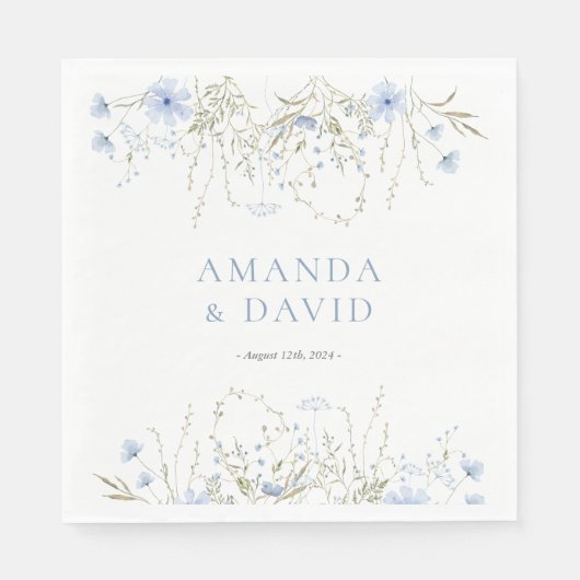 Blauwe maagdenpalm Wildflower bruiloft Servet (Voorkant)