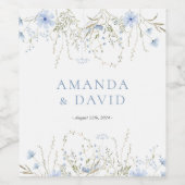 Blauwe maagdenpalm Wildflower bruiloft Wijn Etiket (Enkel label)