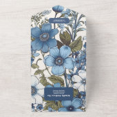 Blauwe maagdenpalmbloemen bruiloft all in one uitnodiging (Buitenkant)