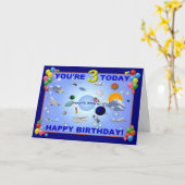 BLAUWE MAAN 3e. Birthday Kaart (Gele Bloem)