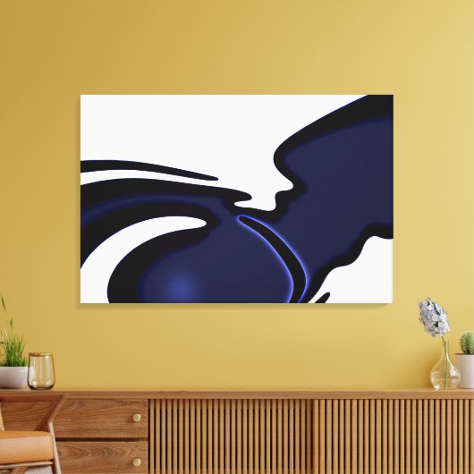 Blauwe maan: Abstract blauw en wit Canvas Afdruk (Insitu (Woonkamer))