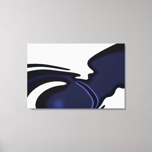 Blauwe maan: Abstract blauw en wit Canvas Afdruk (Voorkant)