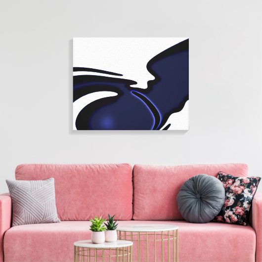 Blauwe maan: Abstract blauw en wit Canvas Afdruk (Insitu (Woonkamer))