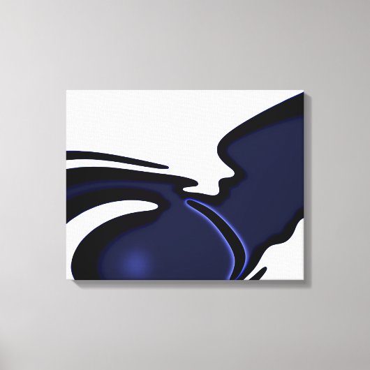 Blauwe maan: Abstract blauw en wit Canvas Afdruk (Voorkant)