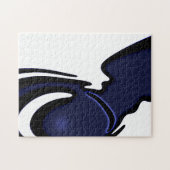 Blauwe maan: Abstract blauw en wit Legpuzzel (Horizontaal)